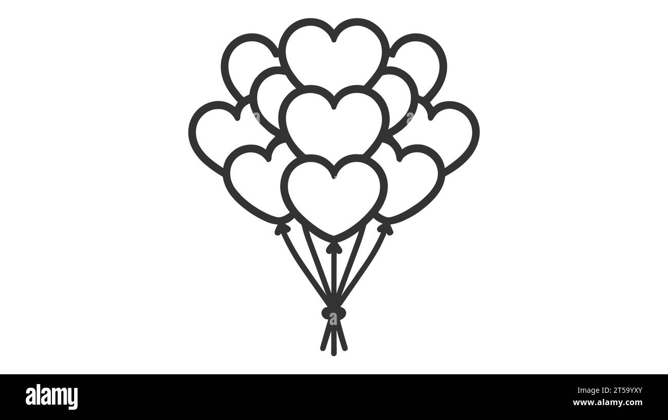 Ballon à air en forme de coeur. Symbole vectoriel simple ou icône pour un design romantique doux. Illustration de Vecteur