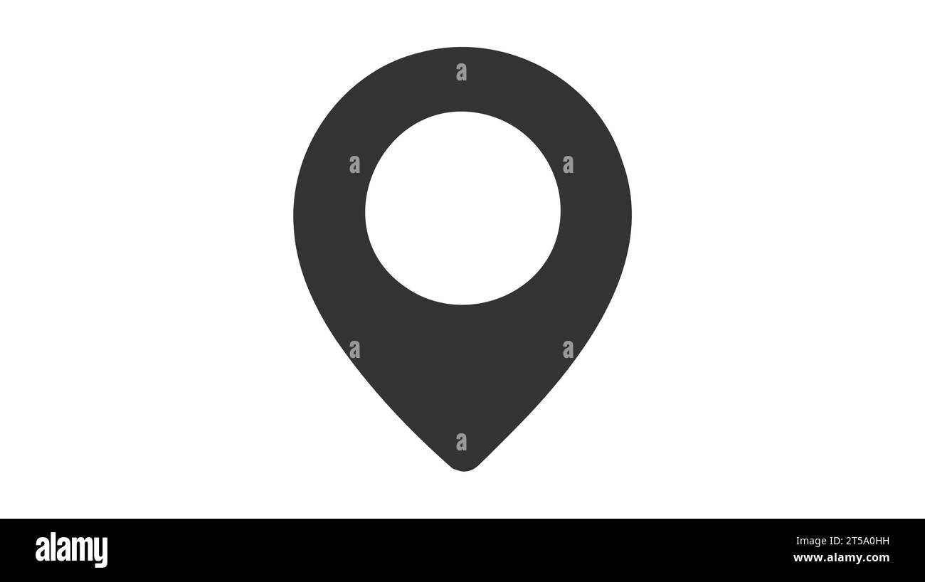 Icône vectorielle entourée de noir d'une épingle ou d'un marqueur de position. Services de cartographie, géolocalisation, points d'intérêt et itinéraires. Illustration de Vecteur
