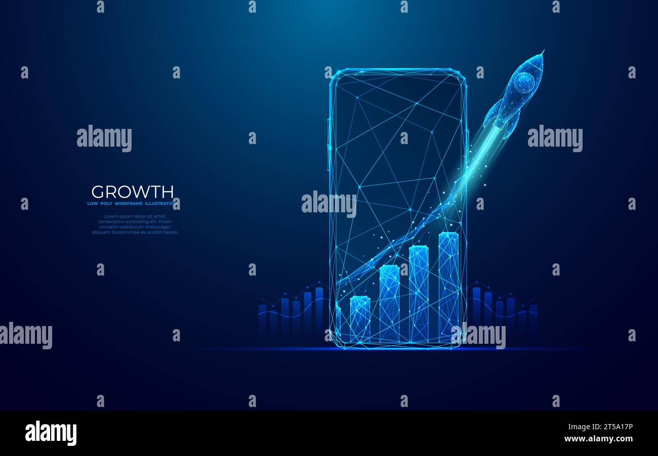 Lancer la fusée avec graphique de croissance sur un écran de smartphone Illustration de Vecteur