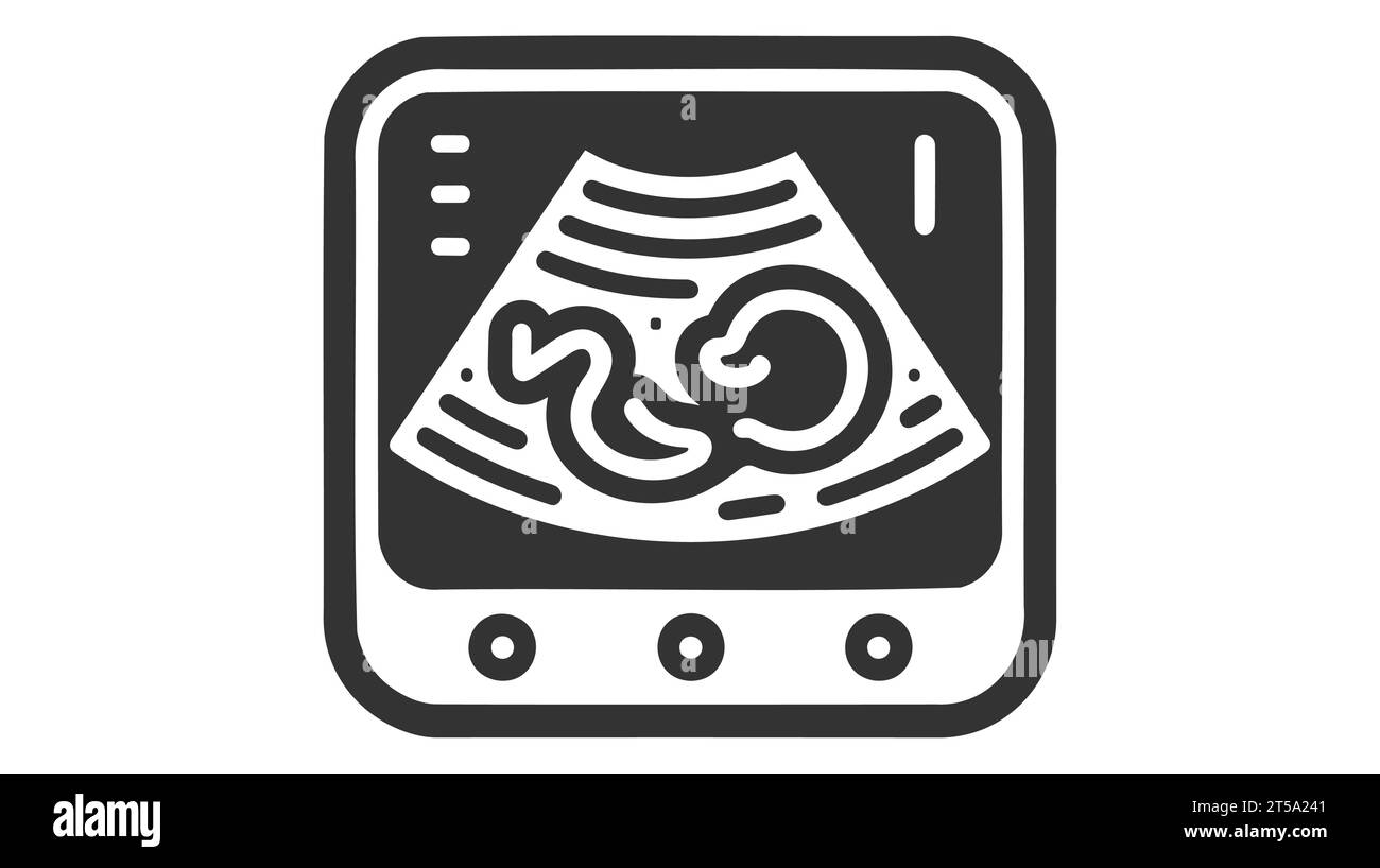 Icône vectorielle d'un échographe affichant un bébé. Illustration de Vecteur
