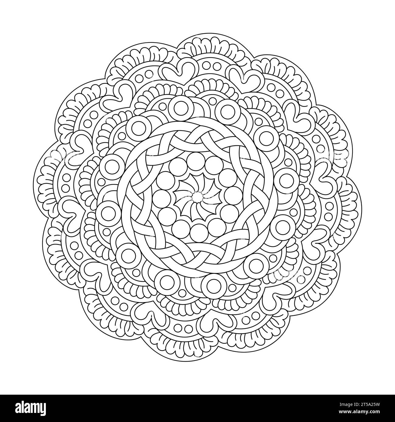 Serene Spiral Celtic coloriage livre page mandala pour l'intérieur du livre kdp, capacité de se détendre, expériences cérébrales, Harmonious Haven, Portraits pacifiques, BLOS Illustration de Vecteur