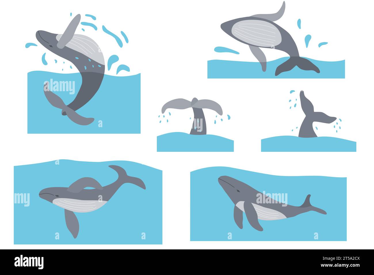 Avec des baleines, bannière ou carte de la Journée mondiale des baleines, concept écologique arrêter la pollution des océans et dire non au plastique, illustration vectorielle Illustration de Vecteur