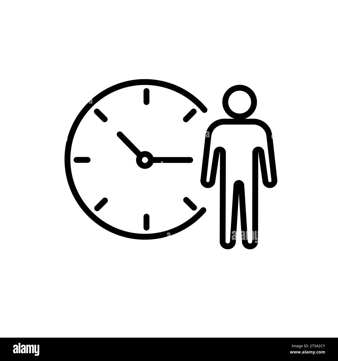 Icône Homme en attente. Illustration vectorielle de contour de signe d'horloge Illustration de Vecteur