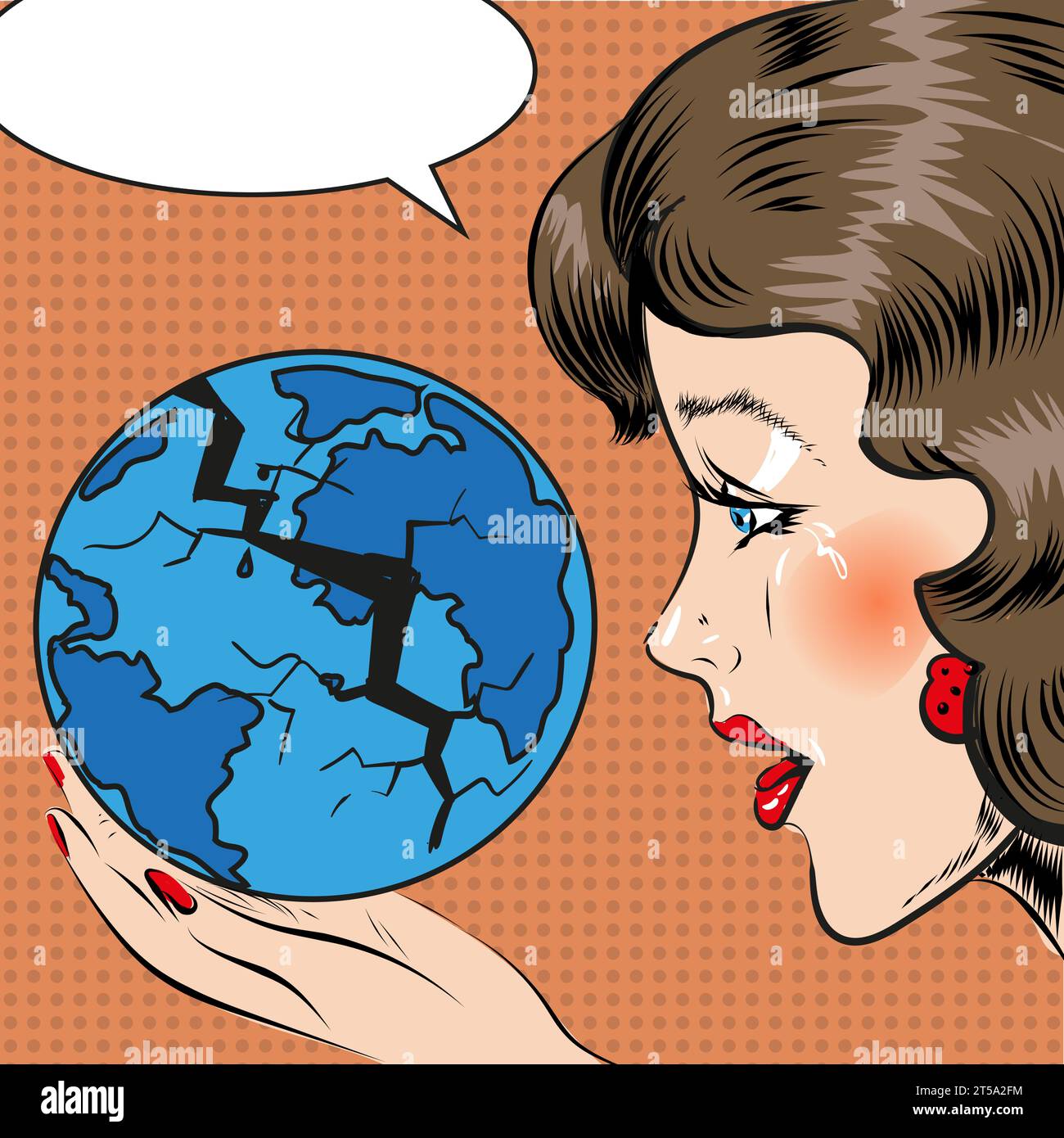 Illustration vectorielle pop art de femme triste, personnage de bande dessinée Illustration de Vecteur