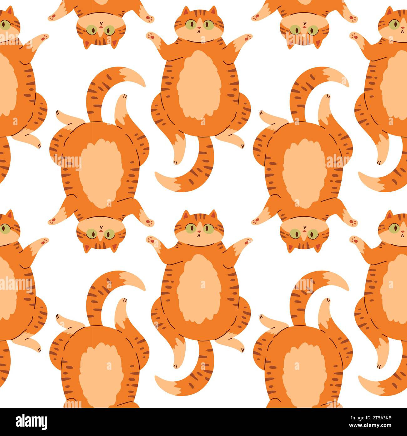 Conception de vecteur de motif sans couture de chat mignon. Mignon chats rouges drôles isolés sur fond blanc. Modèle pour enfants. Illustration de Vecteur