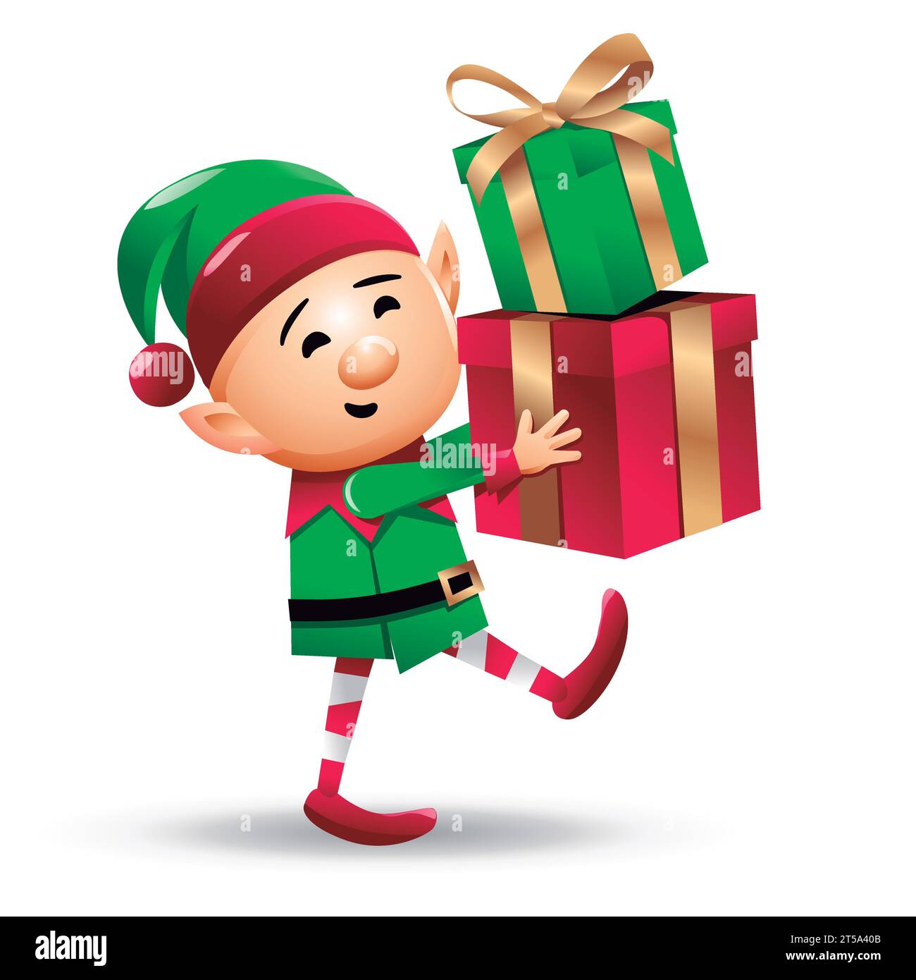 Elfe de Noël isolé sur fond blanc. Personnage de dessin animé GNOME. Illustration vectorielle. Illustration de Vecteur