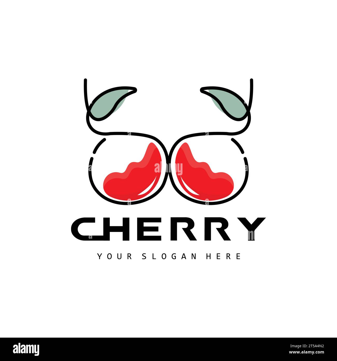 Logo de fruit de cerise, illustration vectorielle de plante de couleur rouge, conception de magasin de fruits, entreprise, autocollant, marque de produit Illustration de Vecteur