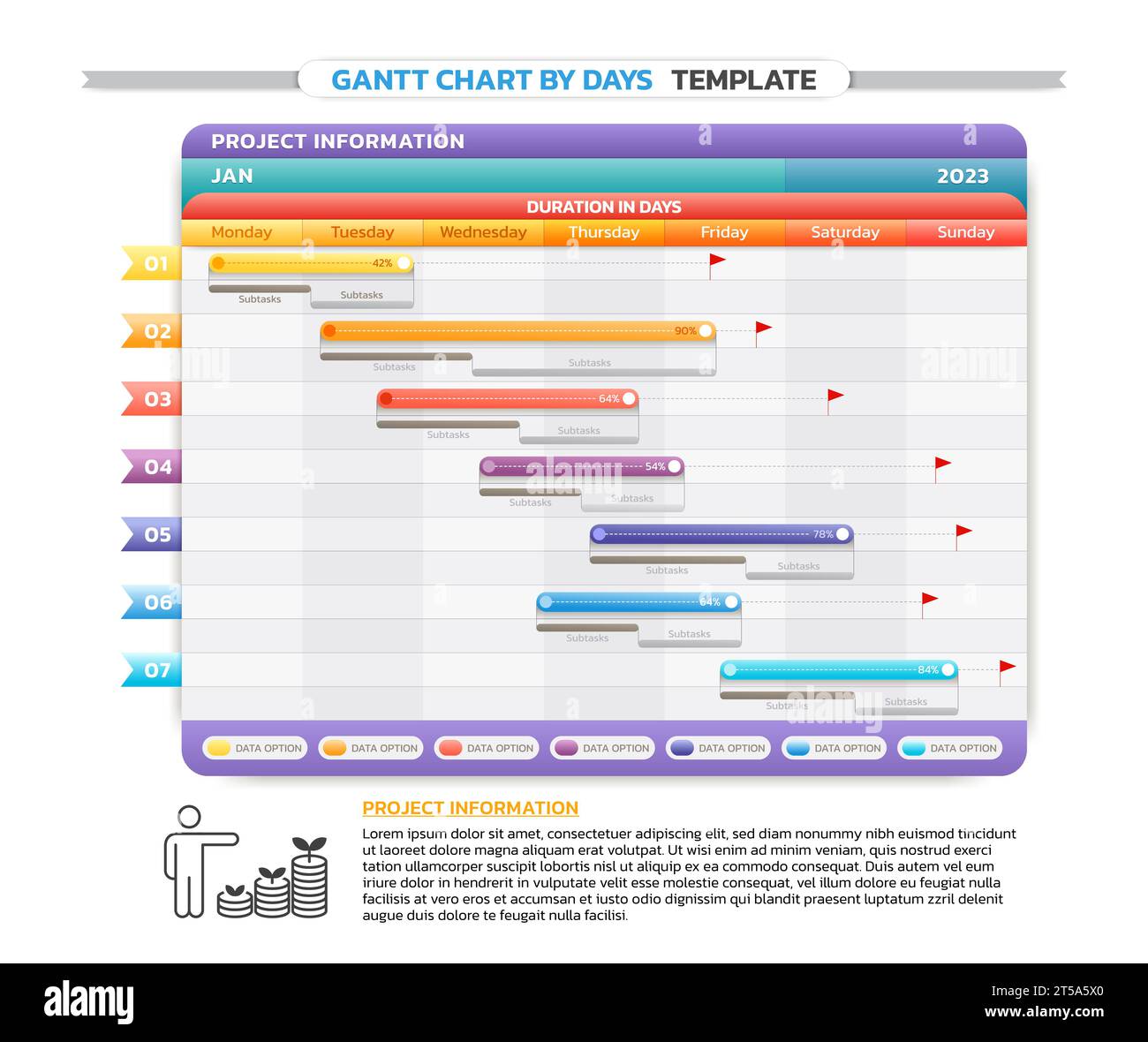 fond de modèle d'infographie de diagramme de gantt de chronologie Illustration de Vecteur