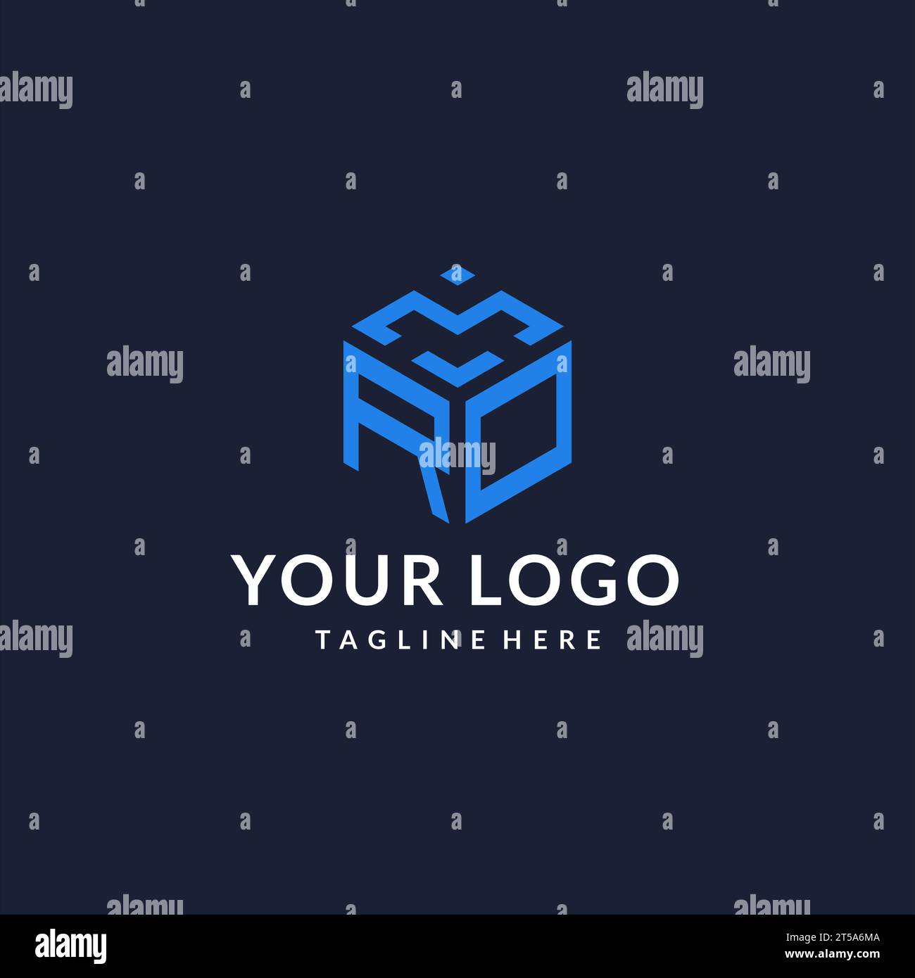 Motifs hexagonaux de logo RO, meilleur logo initial de monogramme avec inspiration d'idées de conception de forme hexagonale Illustration de Vecteur