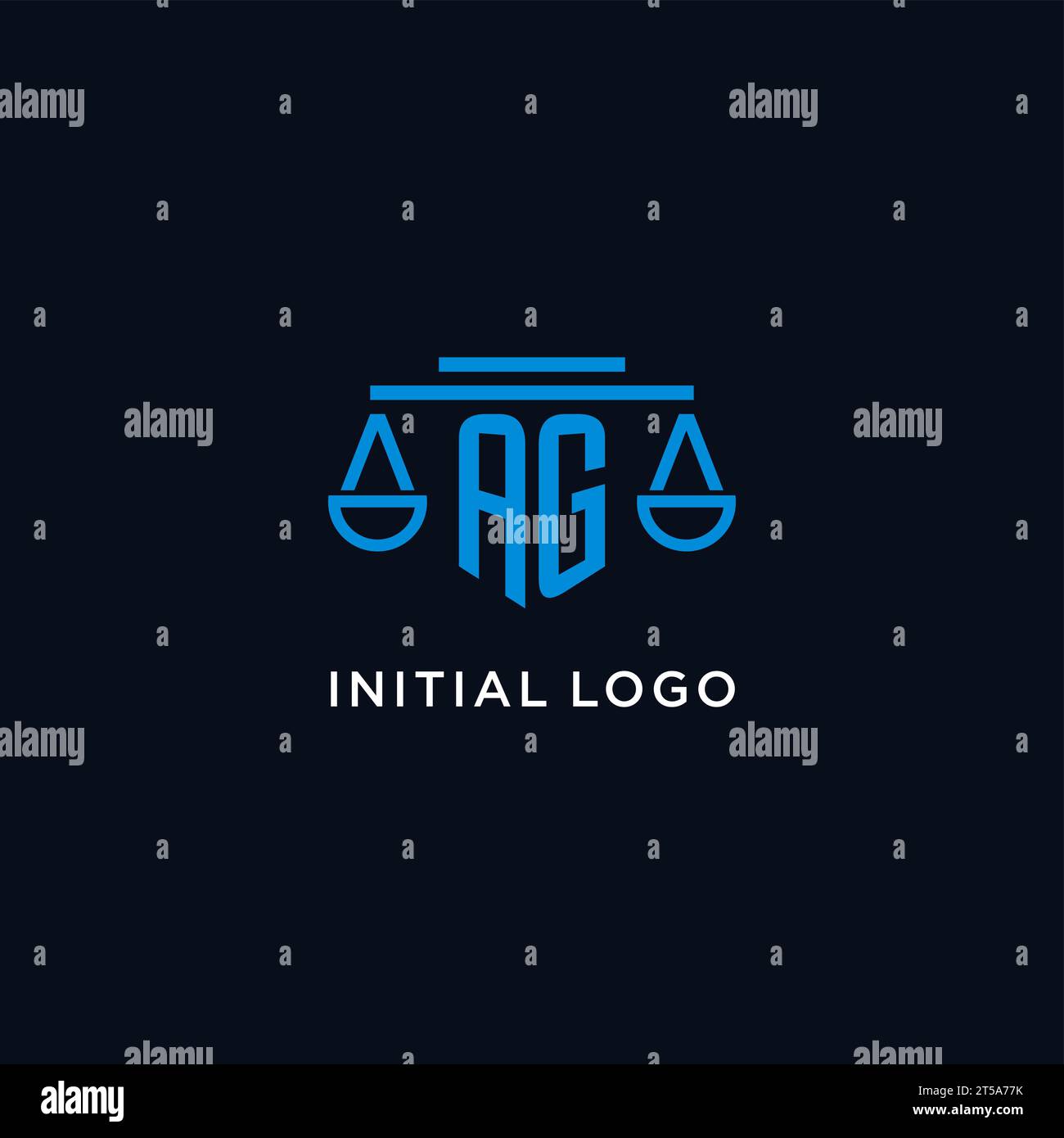 AG monogramme logo initial avec des échelles d'inspiration de conception d'icône de justice, graphique vectoriel Illustration de Vecteur