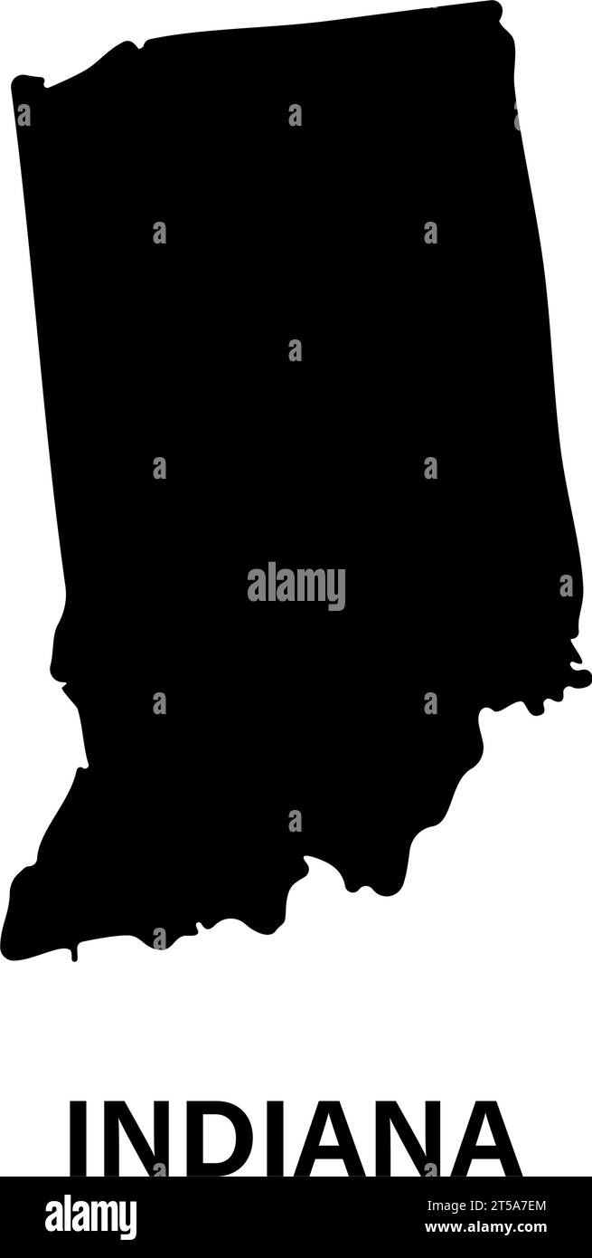 Icône de silhouette de la carte de l'état de l'Indiana Illustration de Vecteur