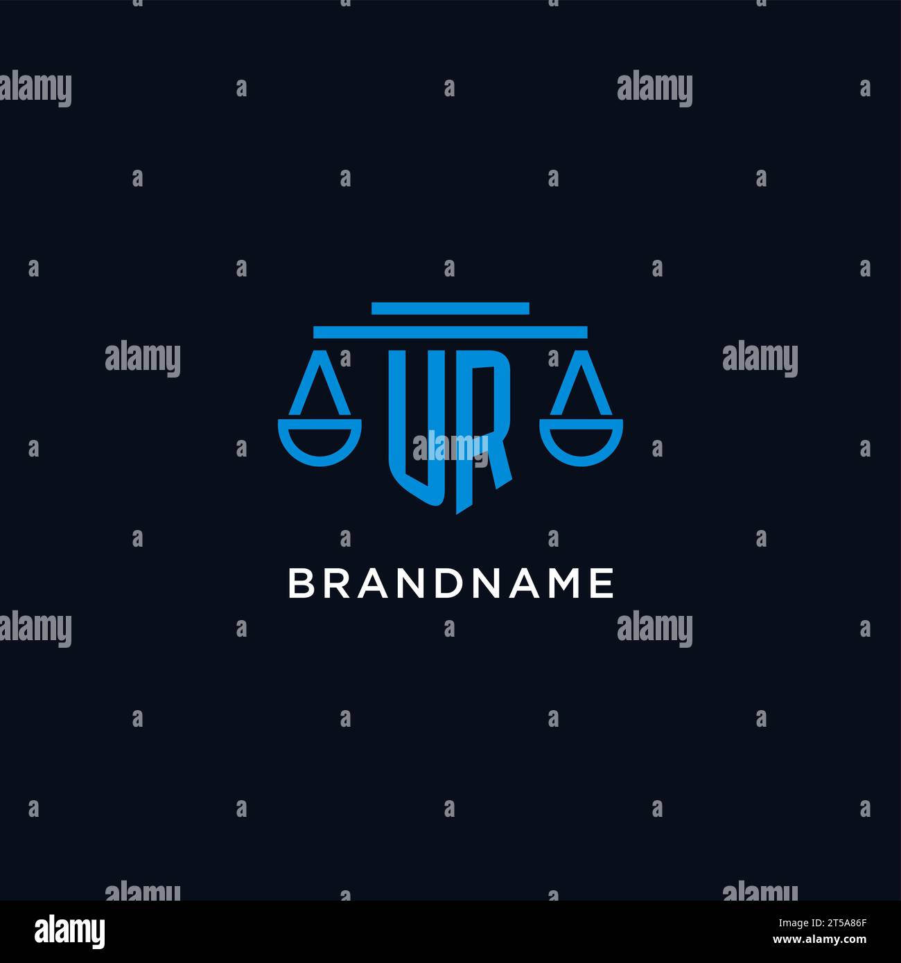 Logo initial de monogramme UR avec des échelles d'inspiration de conception d'icône de justice, graphique vectoriel Illustration de Vecteur