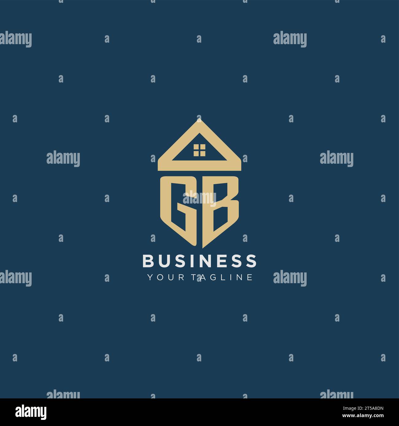 Lettre initiale GB avec la conception de logo créatif simple de toit de maison pour le graphique vectoriel de société immobilière Illustration de Vecteur