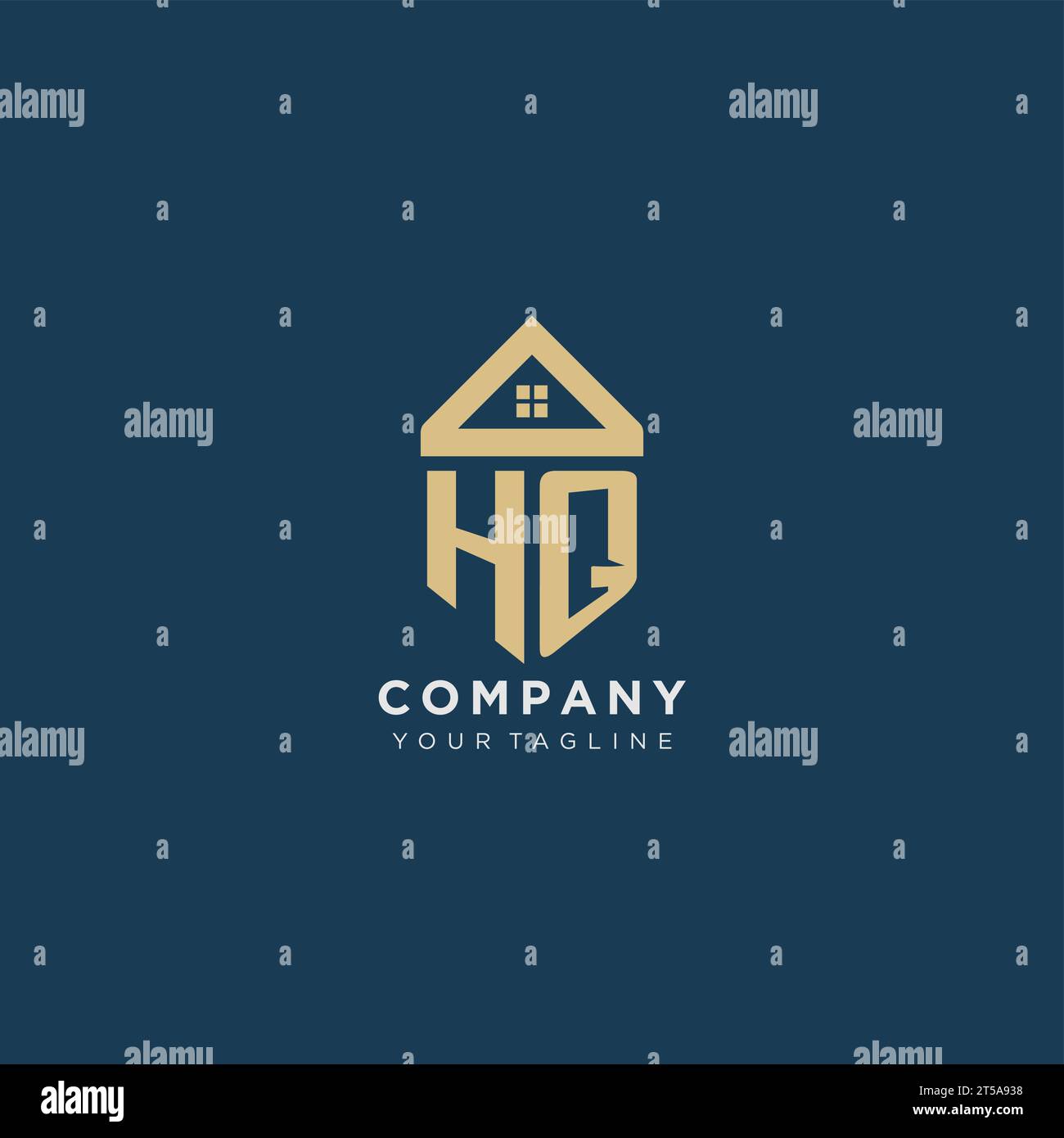 Lettre initiale HQ avec la conception de logo créatif simple de toit de maison pour le graphique vectoriel de société immobilière Illustration de Vecteur