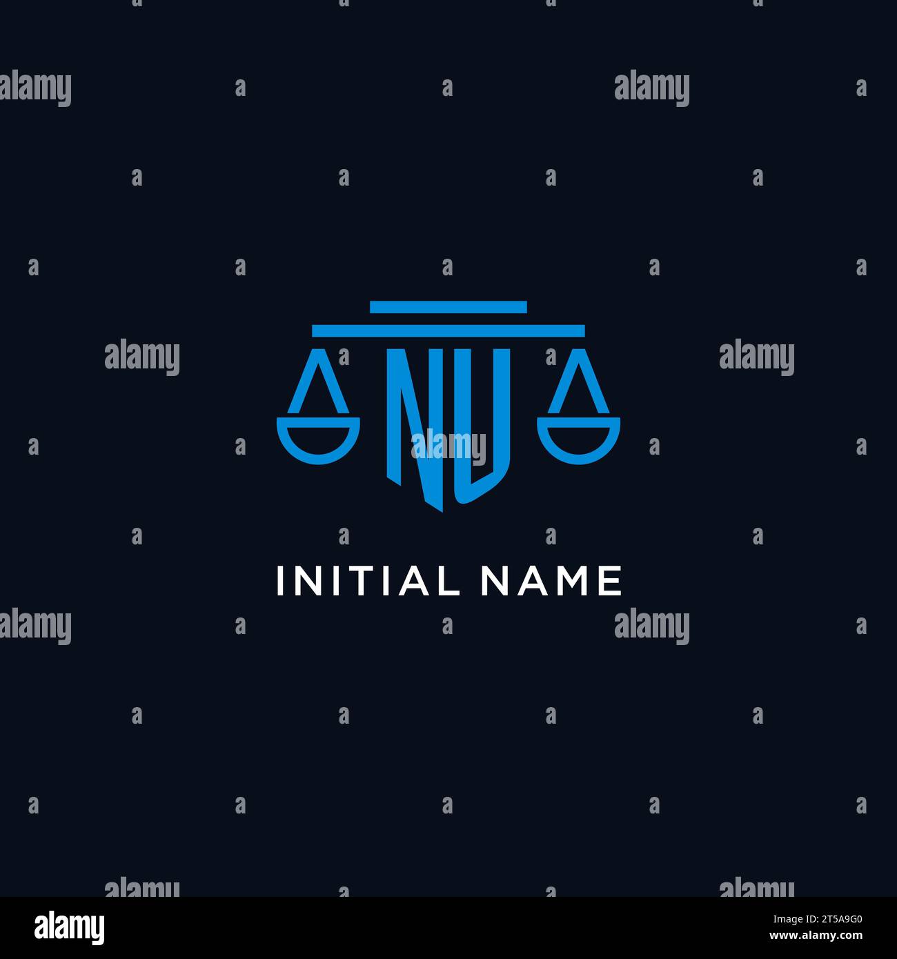 Logo initial nu monogramme avec des échelles d'inspiration de conception d'icône de justice, graphique vectoriel Illustration de Vecteur