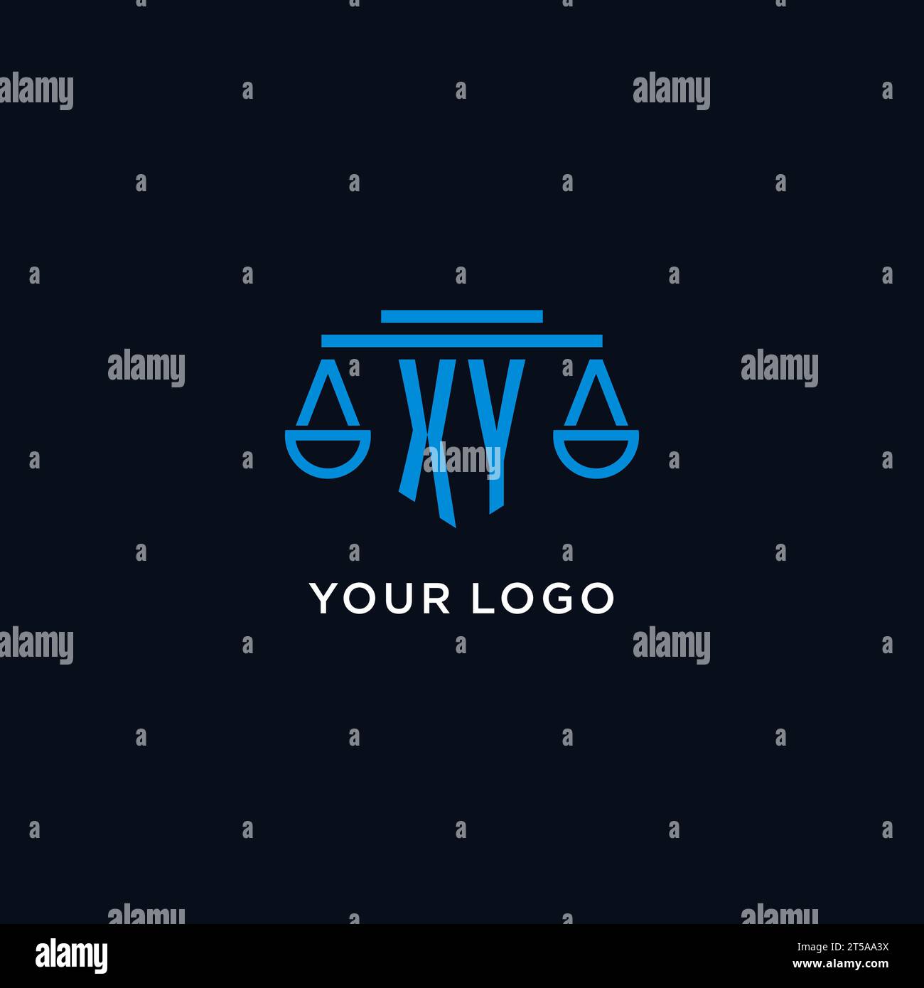 Logo initial de monogramme XY avec des échelles d'inspiration de conception d'icône de justice, graphique vectoriel Illustration de Vecteur
