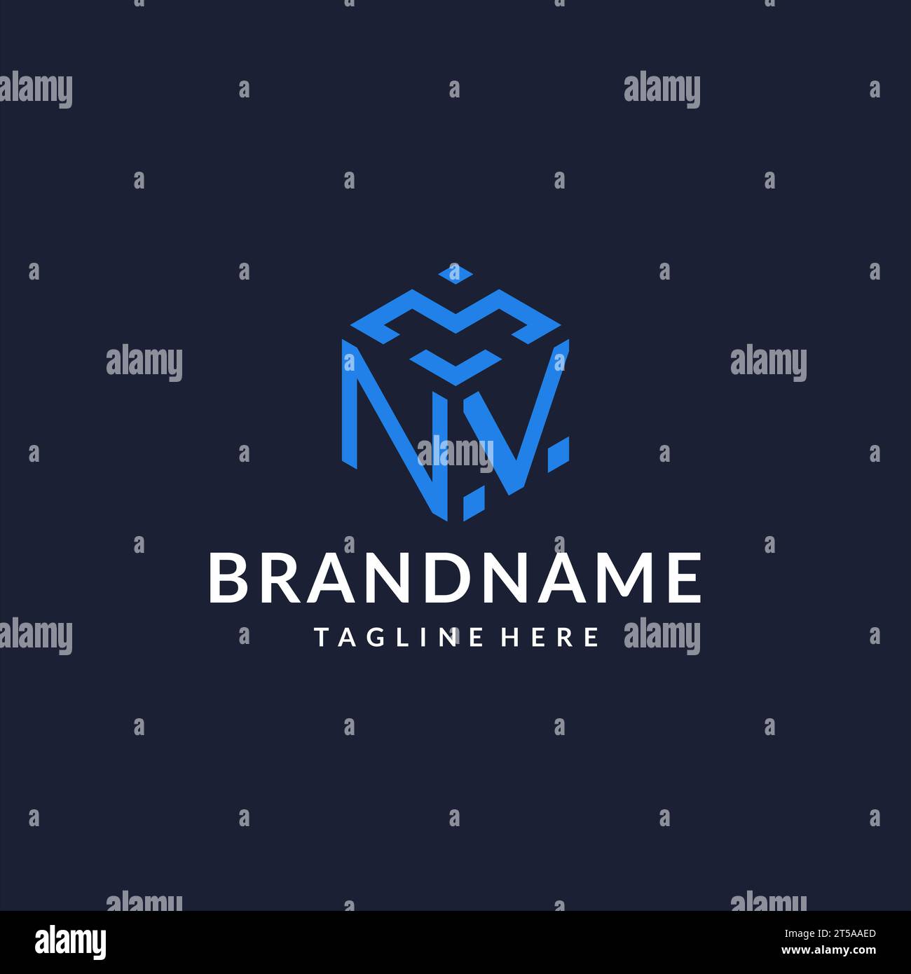 NV logo dessins hexagonaux, meilleur logo initial monogramme avec inspiration d'idées de conception de forme hexagonale Illustration de Vecteur