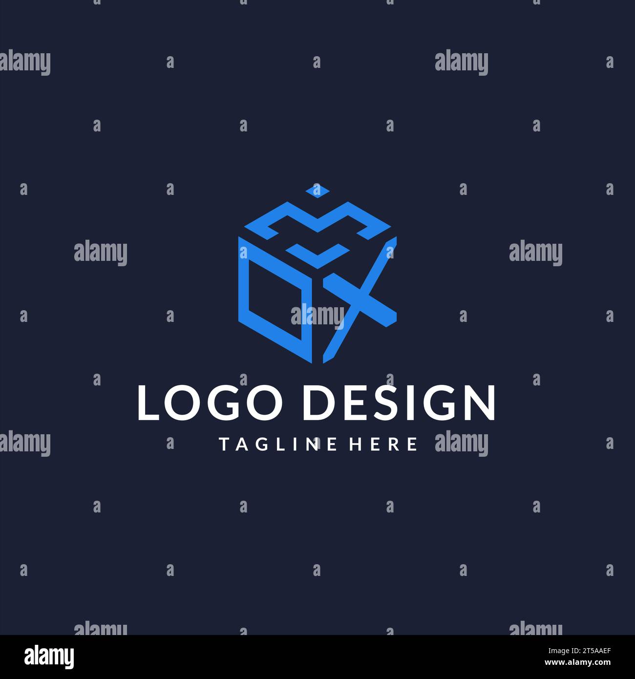 OX logo hexagonal designs, meilleur logo initial monogramme avec inspiration d'idées de conception de forme hexagonale Illustration de Vecteur