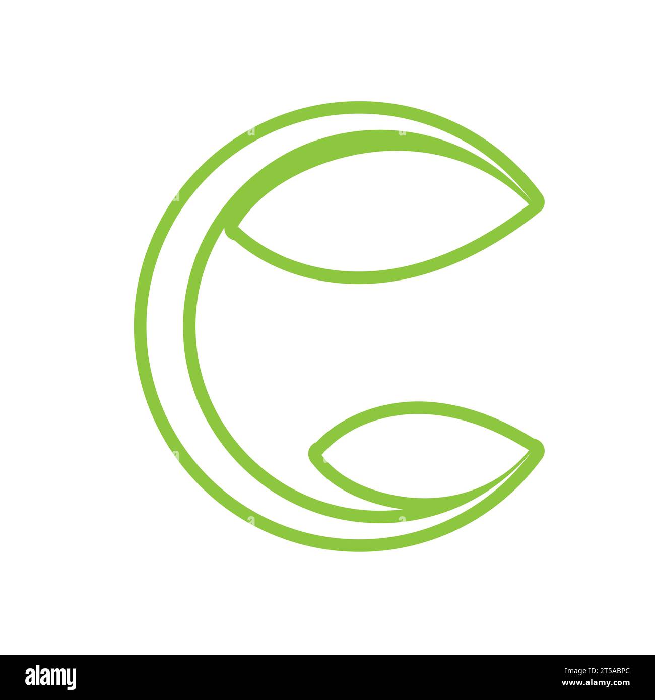 Logo nature écologique vert feuille en C Illustration de Vecteur