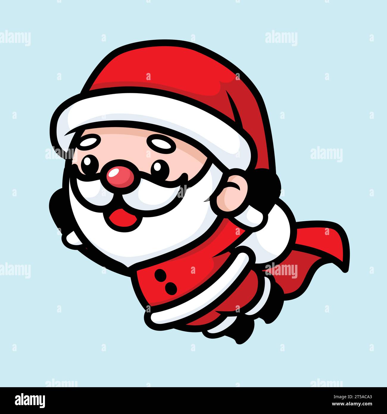 Mignon et Kawaii Noël Père Noël Cartoon personnage volant Illustration de Vecteur