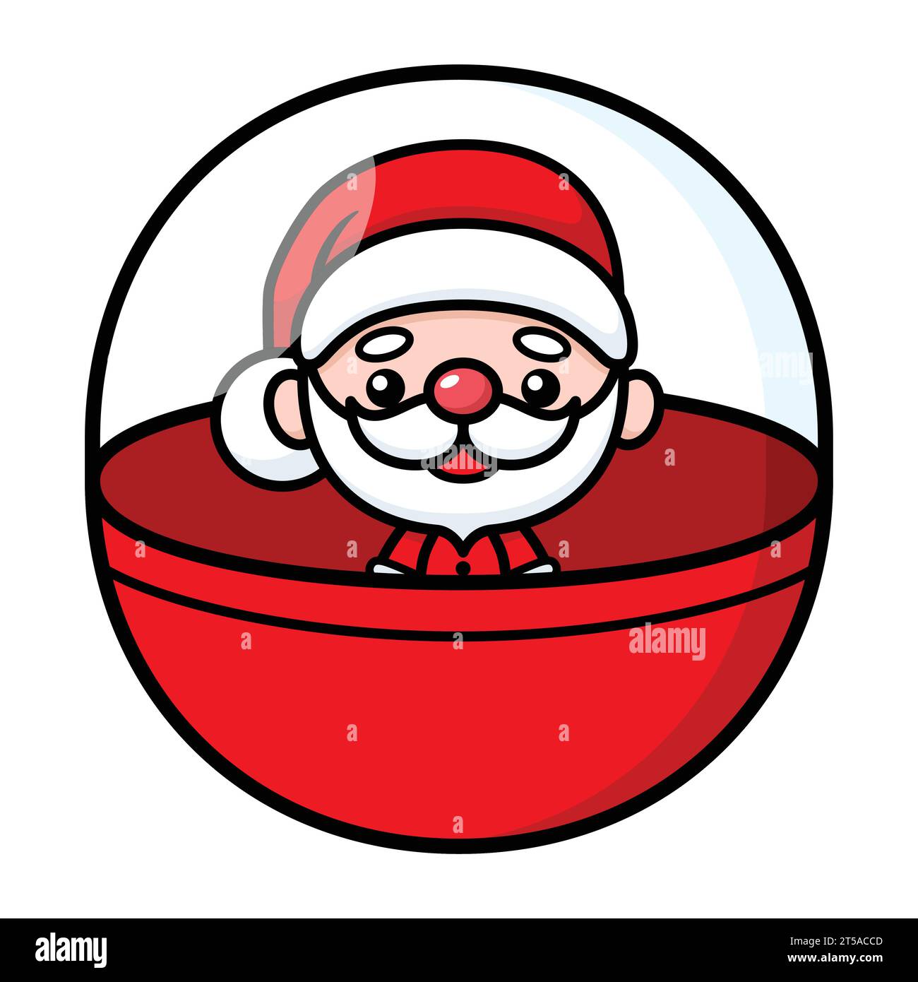 Mignon et Kawaii personnage de dessin animé du Père Noël de Noël dans Une boule de Gachapon Gacha Illustration de Vecteur