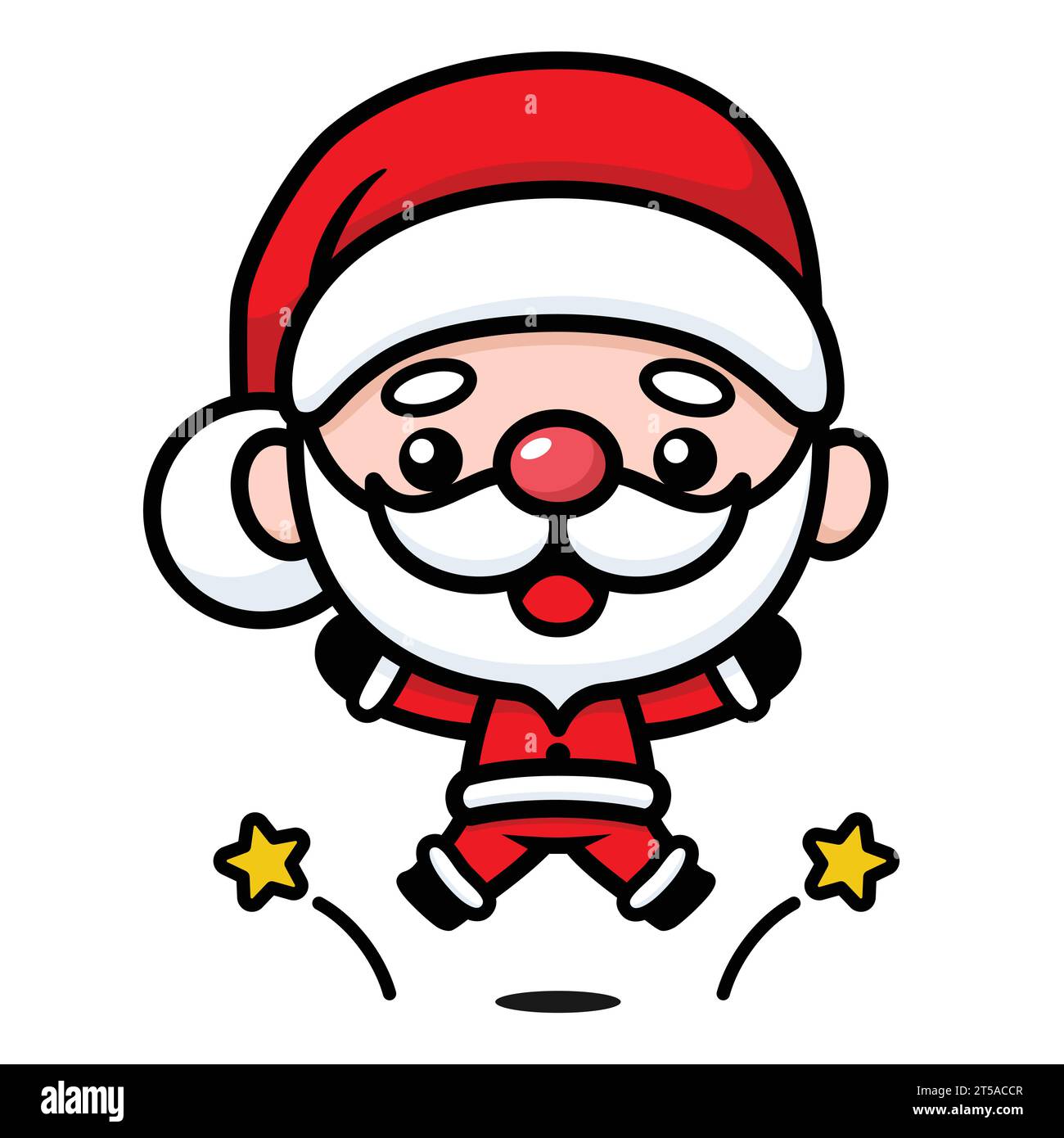 Mignon et Kawaii Noël Père Noël Cartoon Character Jumping Illustration de Vecteur