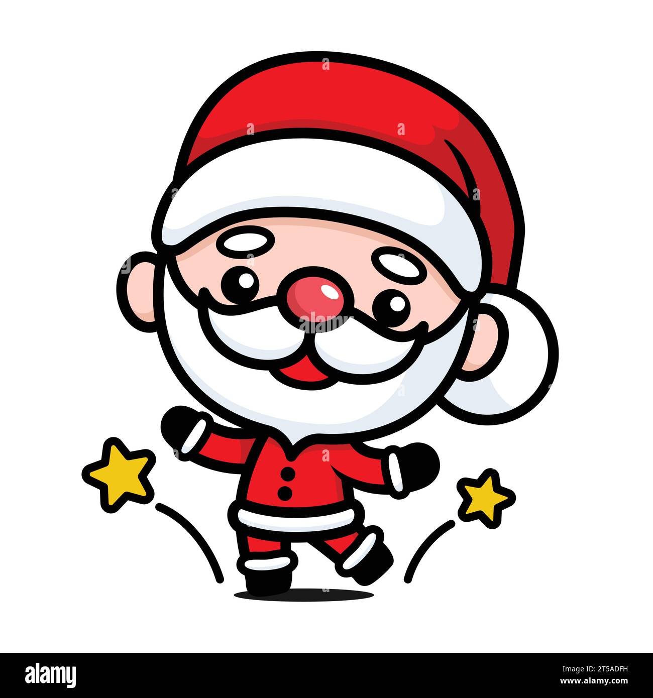 Mignon et Kawaii Noël Père Noël Cartoon Character Dancing Illustration de Vecteur