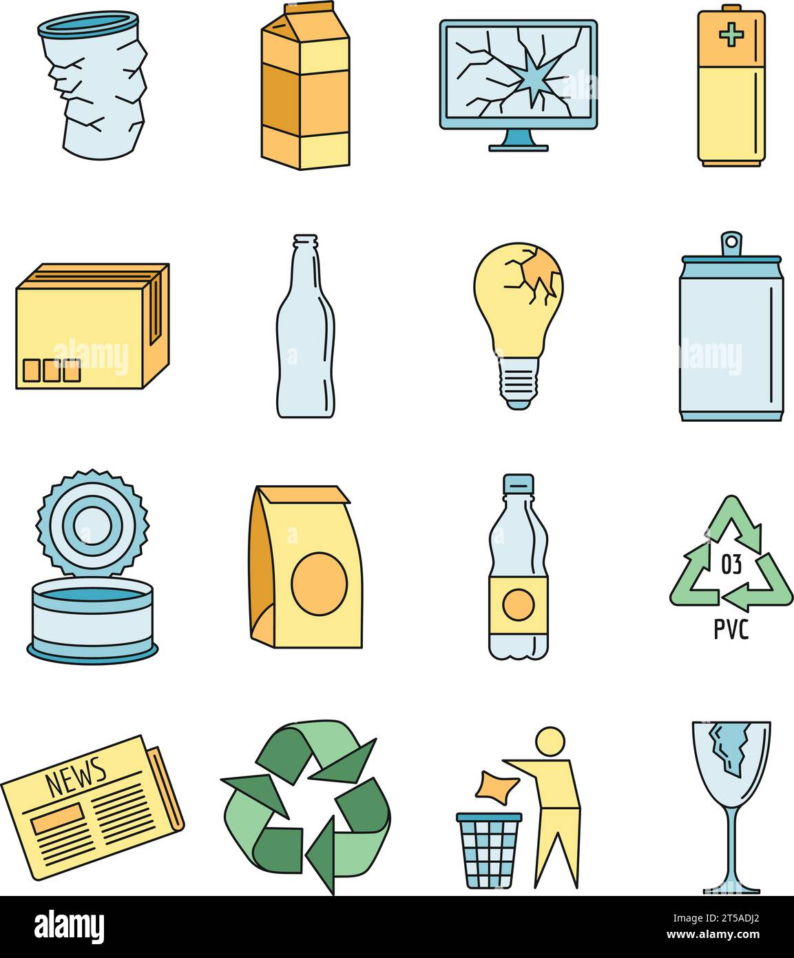 World recycle le jeu d'icônes de jour. Contour ensemble de monde recycle des icônes vectorielles de jour couleur de ligne mince à plat sur blanc Illustration de Vecteur
