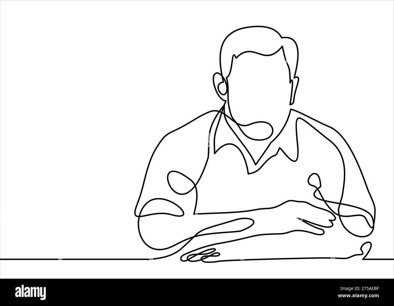 homme d'affaires avec les bras croisés - dessin au trait continu Illustration de Vecteur