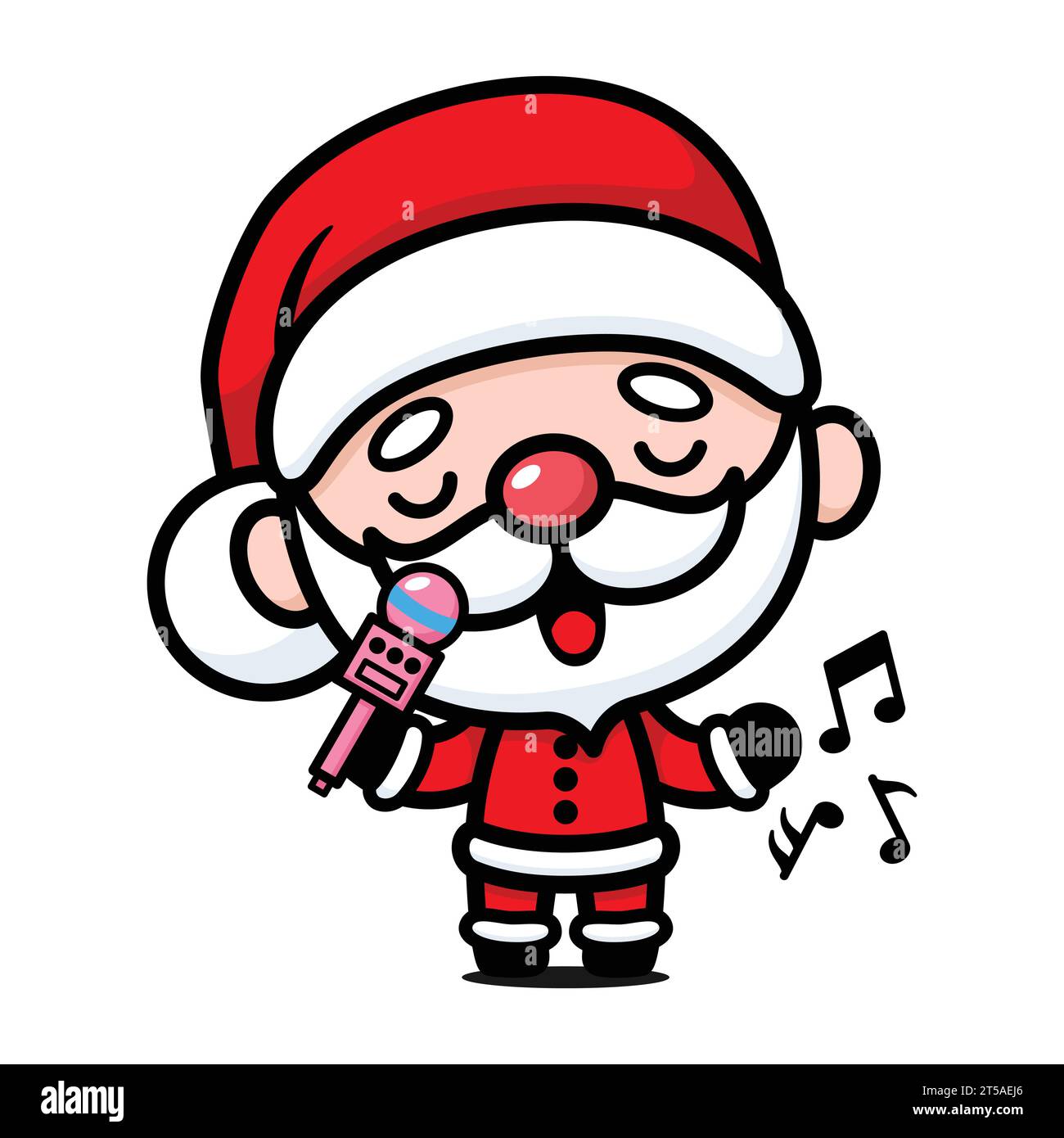 Mignon et kawaii Noël Père Noël Cartoon chant le personnage Illustration de Vecteur