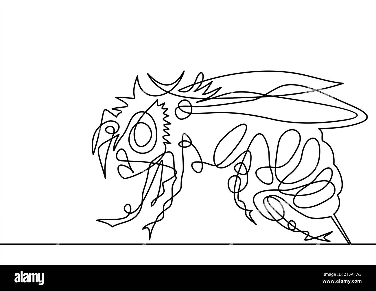 L'abeille de miel - dessin au trait continu Illustration de Vecteur
