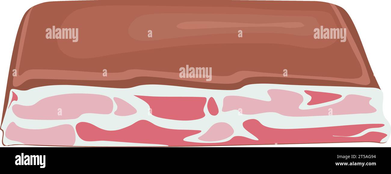 Graphique illustré bacon fumé brut gros morceau vecteur de conception plat Illustration de Vecteur