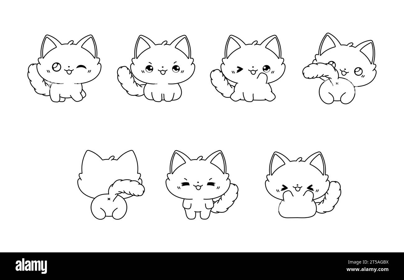 Collection de Vector Cartoon Ragdoll Kitty Coloriage page. Ensemble de Kawaii Isolated Baby Animal Outline pour autocollants, douche de bébé, livre de coloriage, impressions Illustration de Vecteur Collection de Vector Cartoon Ragdoll Kitty Coloriage page. Ensemble de Kawaii Isolated Baby Animal Outline pour autocollants, douche de bébé, livre de coloriage, impressions Illustration de Vecteur