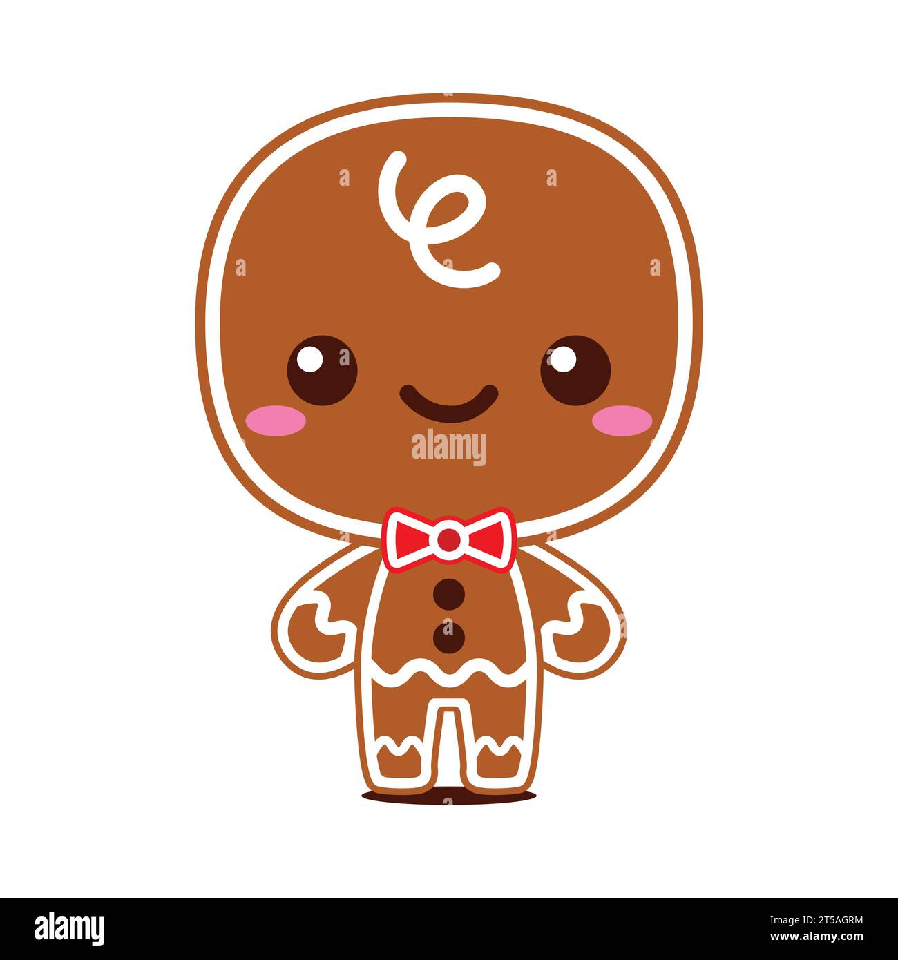 Mignon et Kawaii Noël Gingerbread Man Cartoon personnage Illustration de Vecteur