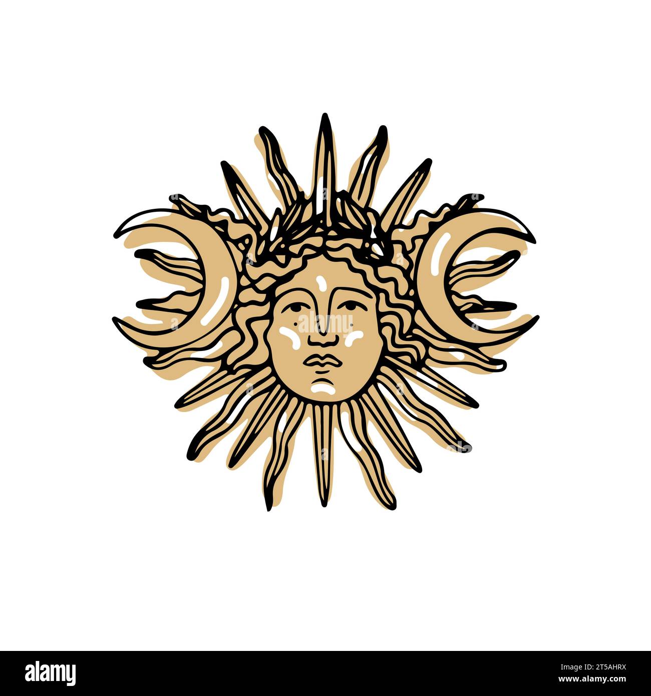 Pièce grecque ancienne jaune de la déesse du Soleil Illustration de Vecteur