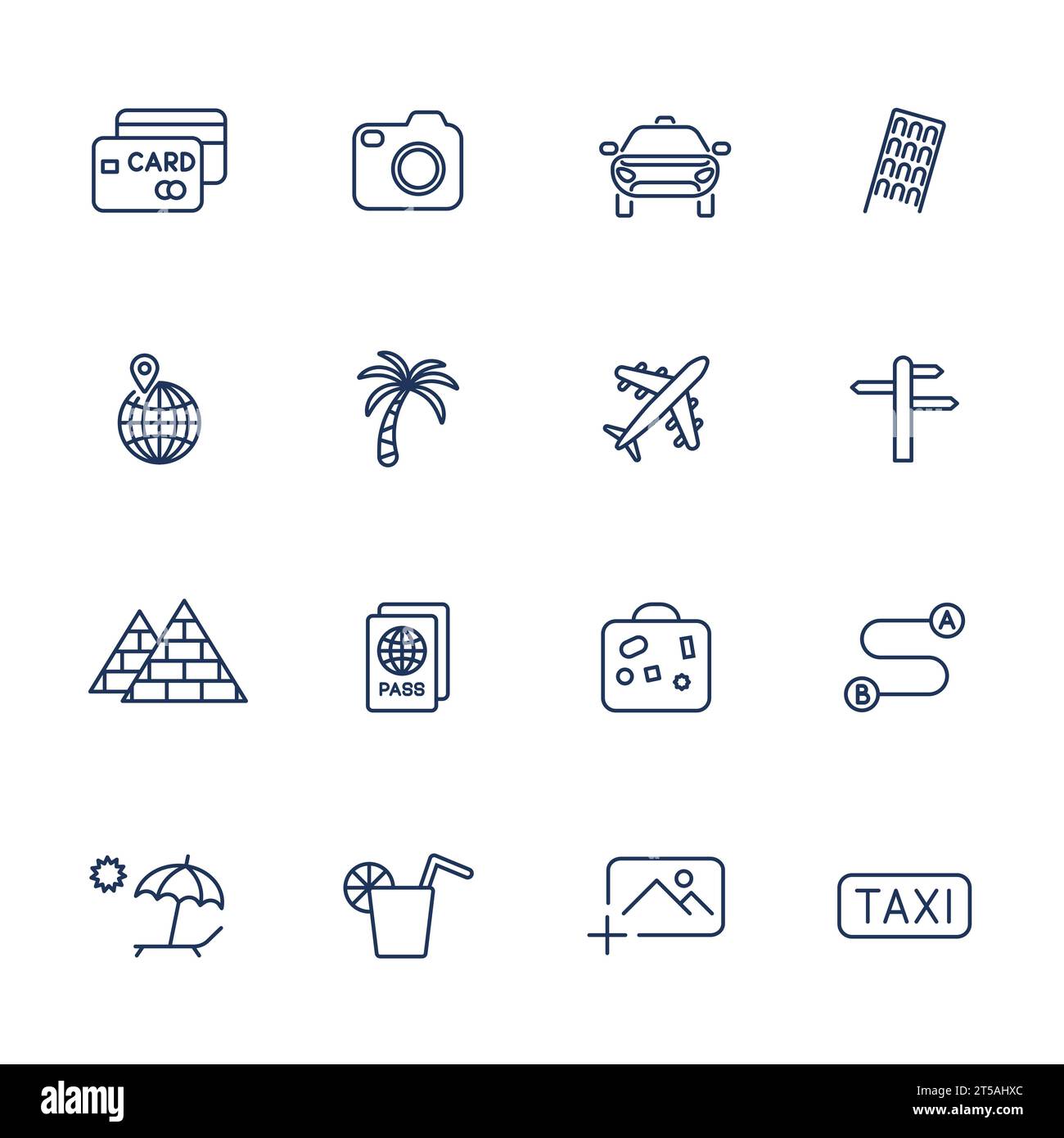 Réglez avec différentes icônes de voyage Illustration de Vecteur