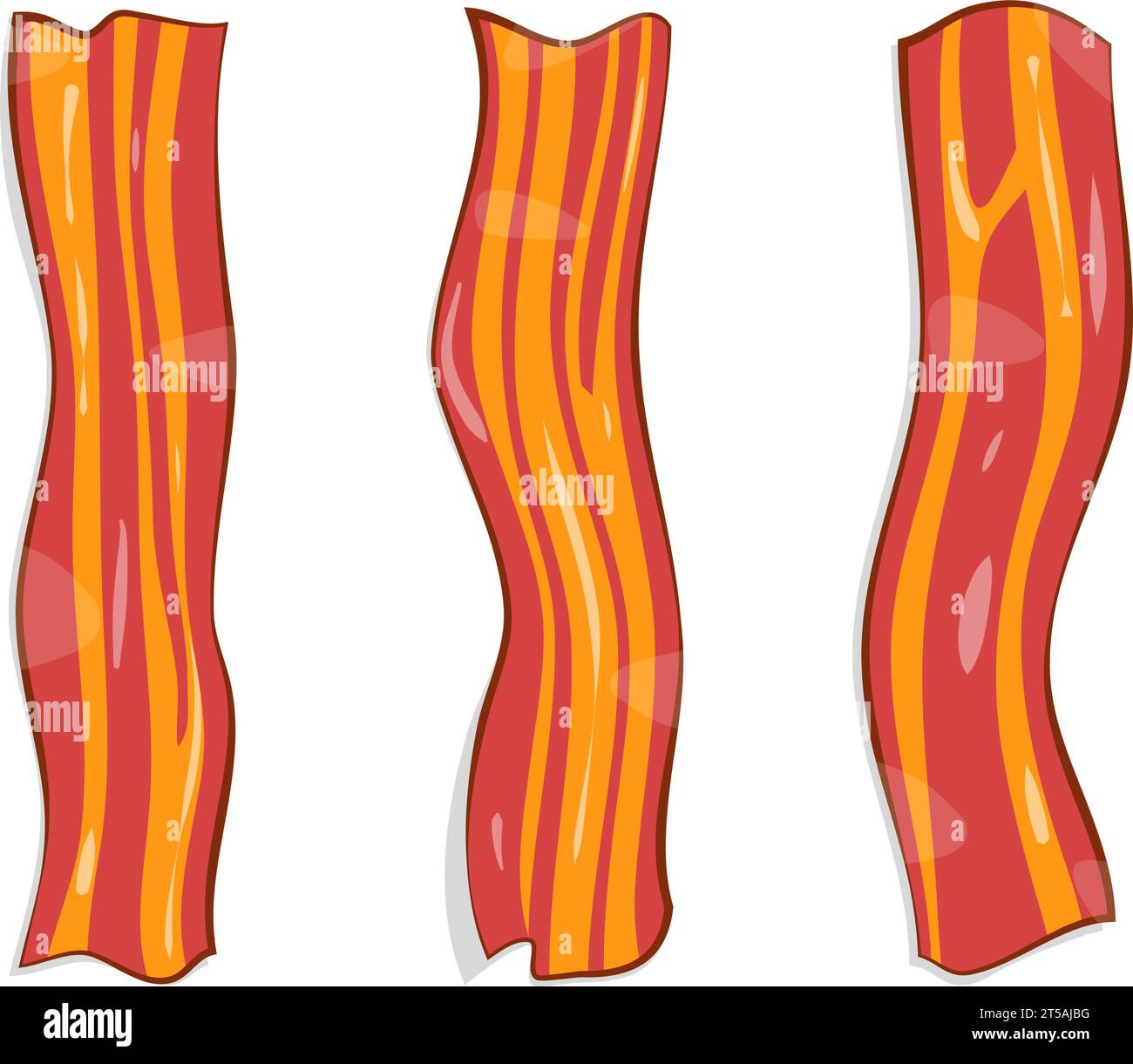 Graphique illustré vecteur de conception plat en tranches de bacon fumé strié Illustration de Vecteur
