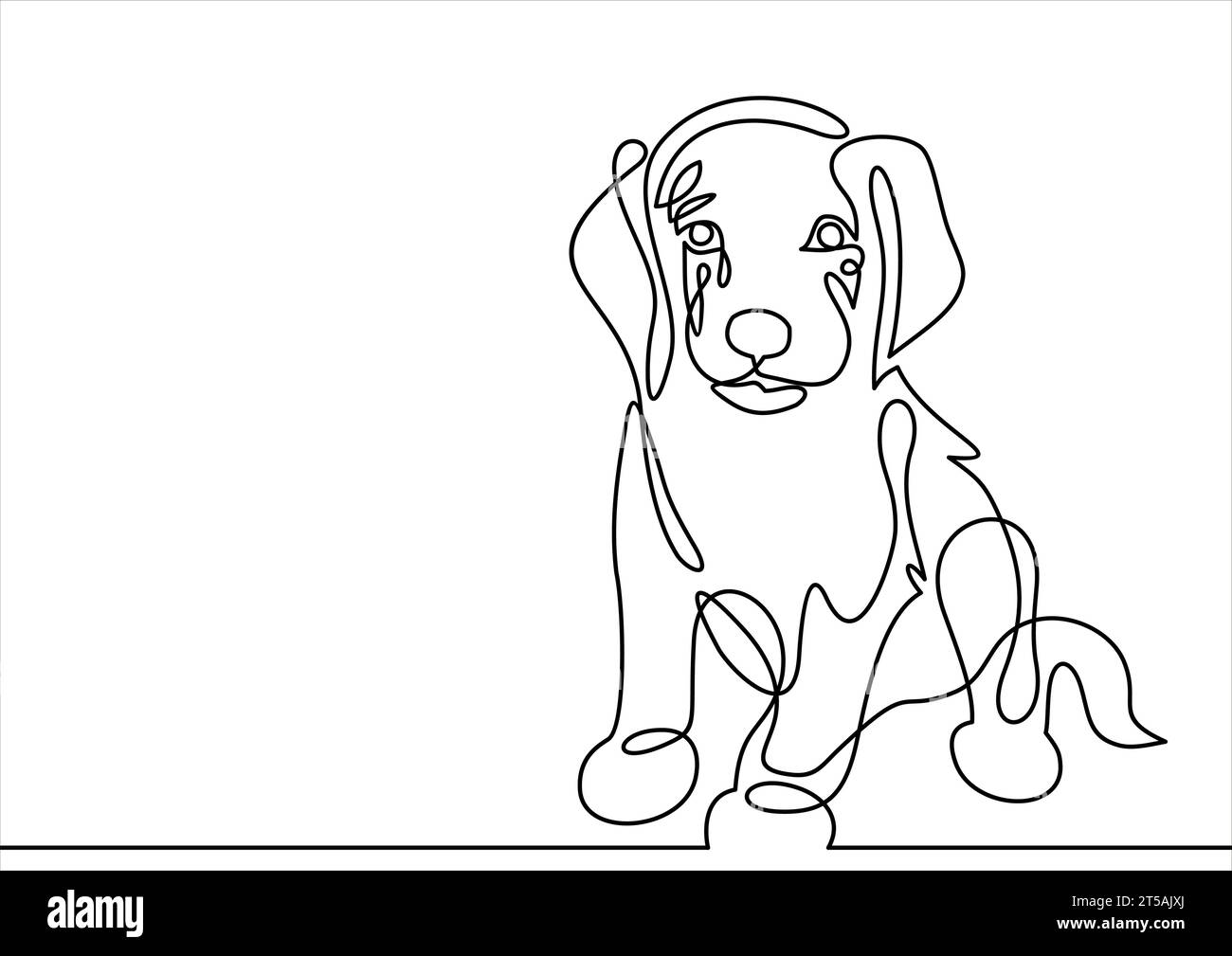 dessin au trait continu de chien mignon Illustration de Vecteur
