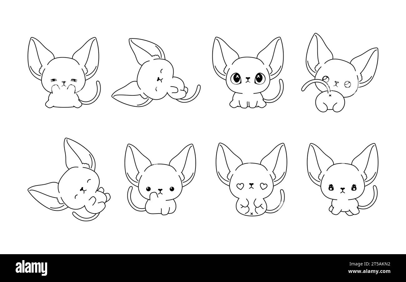 Ensemble de kawaii isolé chaton abyssinien colorié. Collection de Cute Vector Cartoon Baby PET Outline pour autocollants, douche de bébé, livre de coloriage Illustration de Vecteur Ensemble de kawaii isolé chaton abyssinien colorié. Collection de Cute Vector Cartoon Baby PET Outline pour autocollants, douche de bébé, livre de coloriage Illustration de Vecteur