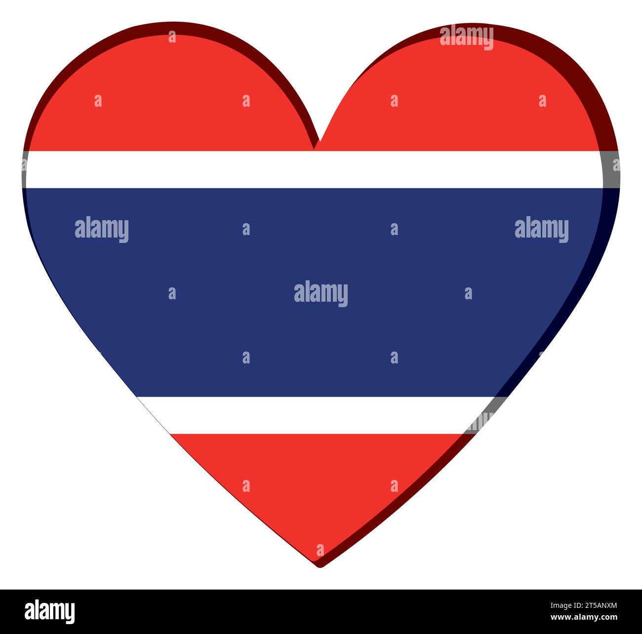 Forme de coeur isolé avec le drapeau de Thaïlande Vector Illustration de Vecteur
