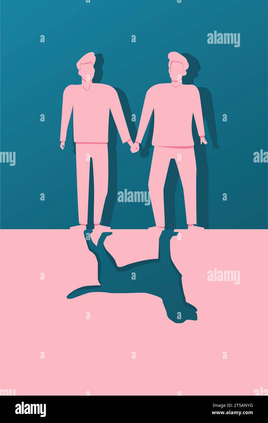 Couple gay se tenant la main en pensant à adopter ou à favoriser Un sans-abri, Rescue PET, Yellow Labrador, Dog ou Mourning the Loss of A Dog. Illustration de Vecteur Couple gay se tenant la main en pensant à adopter ou à favoriser Un sans-abri, Rescue PET, Yellow Labrador, Dog ou Mourning the Loss of A Dog. Illustration de Vecteur