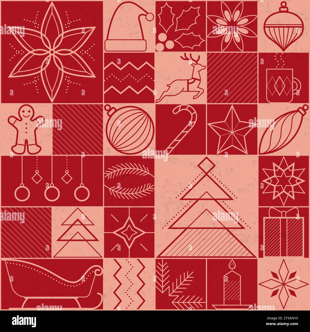 Fond vintage de Noël et de vacances avec décorations et ornements icônes Illustration de Vecteur