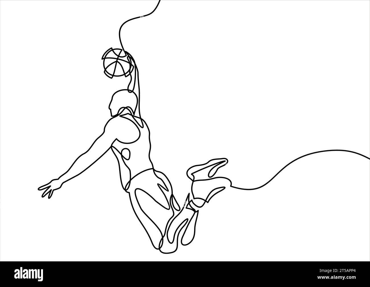 Dessin de ligne continue du joueur de basket-ball Illustration de Vecteur