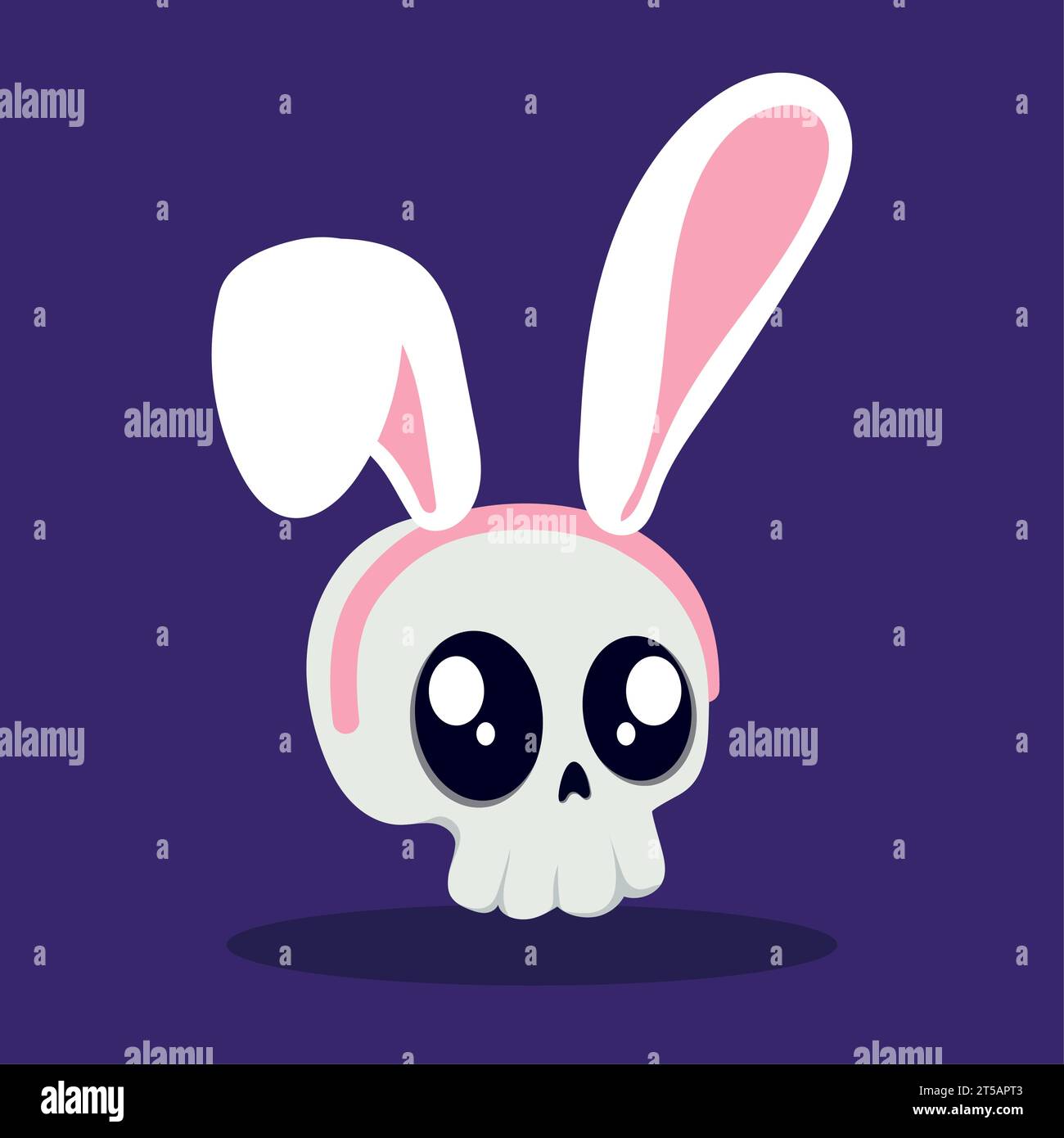 Crâne mignon isolé avec des oreilles de lapin vecteur Illustration de Vecteur