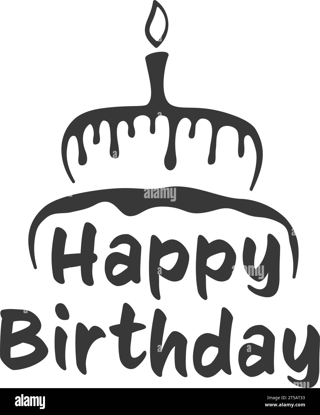 Joyeux anniversaire lettrage avec gâteau Illustration de Vecteur