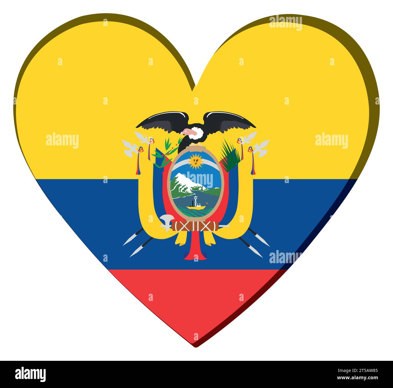Forme de coeur isolé avec le drapeau de l'Équateur Vector Illustration de Vecteur