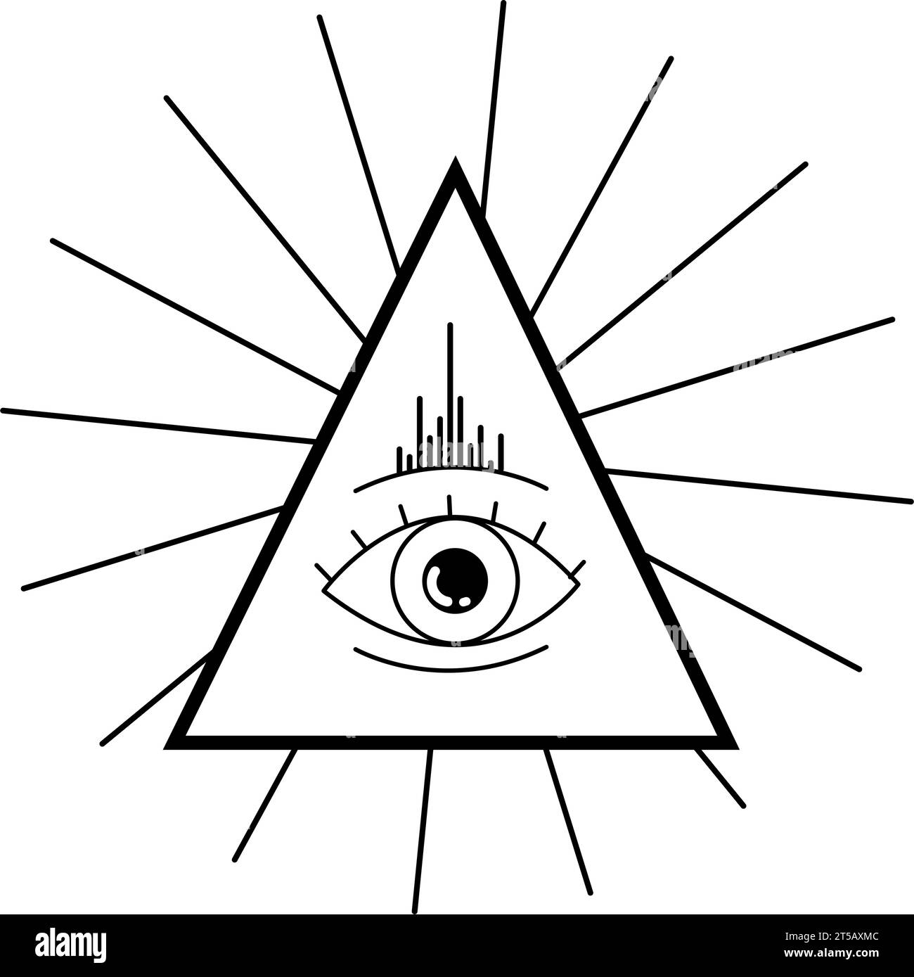 Forme triangulaire isolée avec vecteur d'icône d'esquisse d'ésotérisme oculaire Illustration de Vecteur