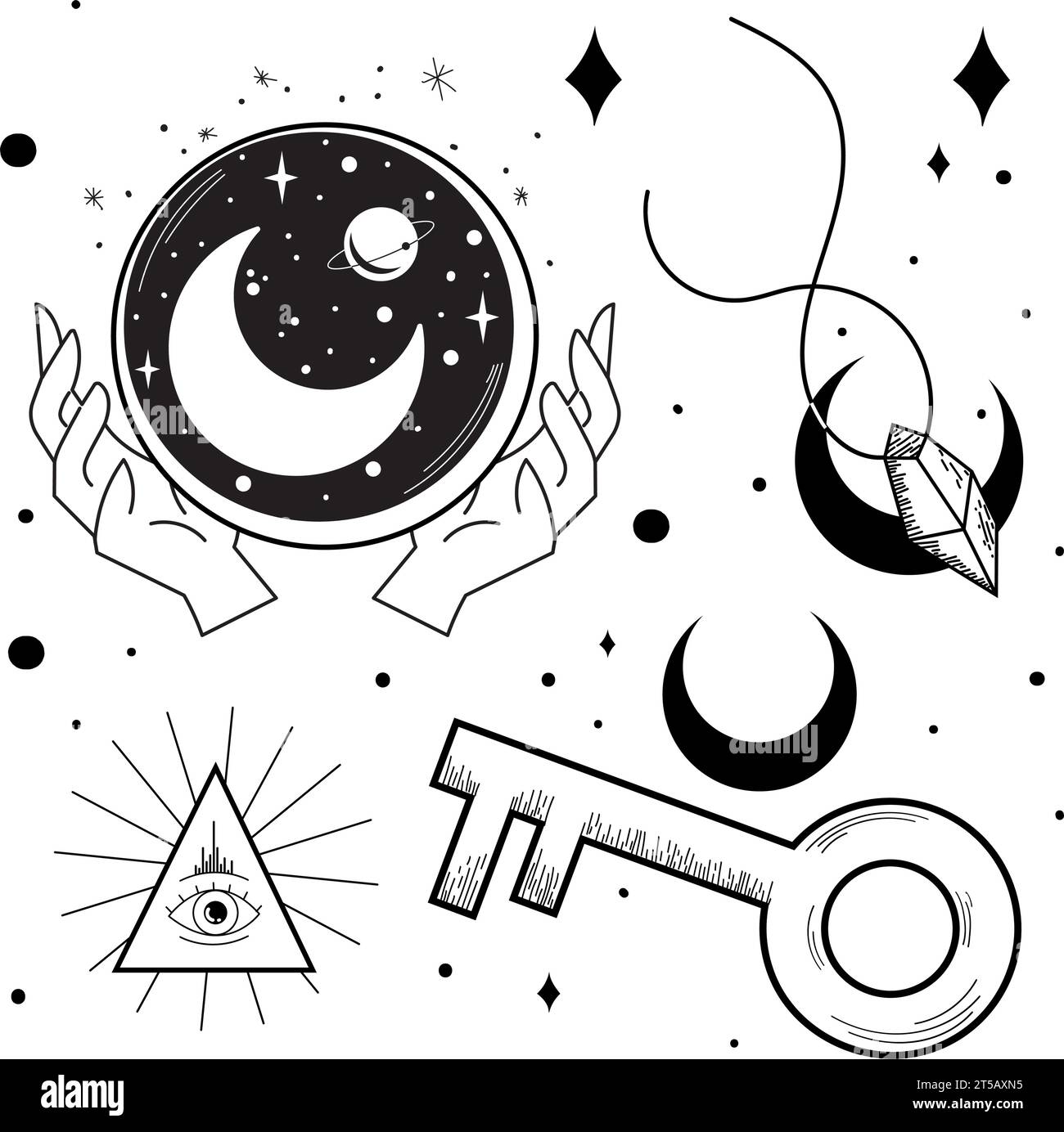 Fond de motif sans couture avec des icônes d'ésotérisme vecteur Illustration de Vecteur