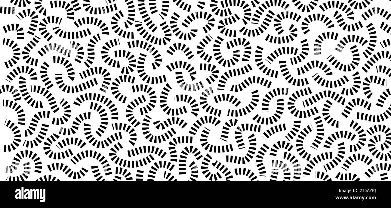 Motif de doodle monochrome. Motif drôle. Courbes noires sur fond blanc. Illustration de Vecteur