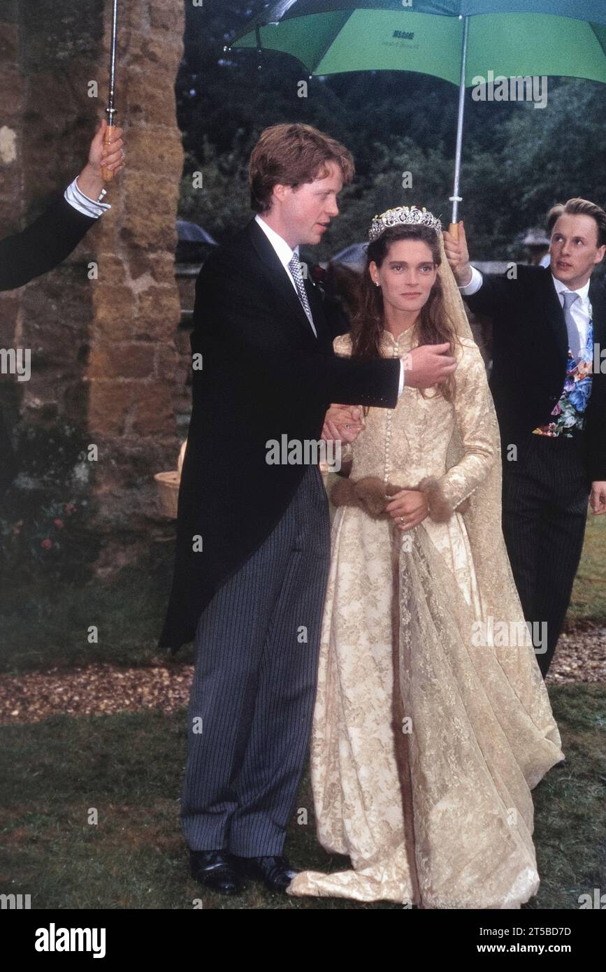 Le mariage du vicomte Althorp, Charles Spencer avec Victoria Lockwood. Great Brington, Northamptonshire, Angleterre, Royaume-Uni.16 septembre 1989 Banque D'Images